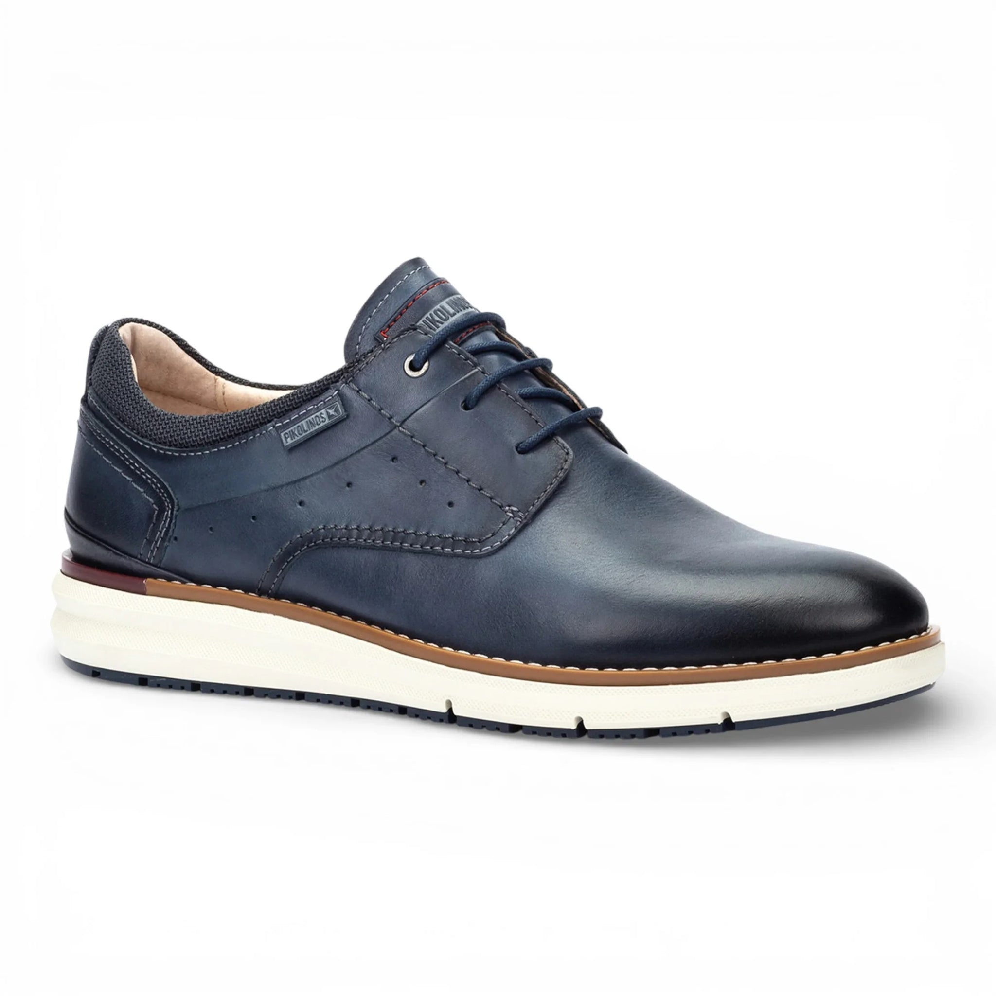 Manacor - Zapatillas deportivas de cuero azul con cordones para hombre