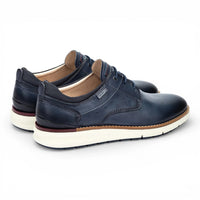 Manacor - Zapatillas deportivas de cuero azul con cordones para hombre