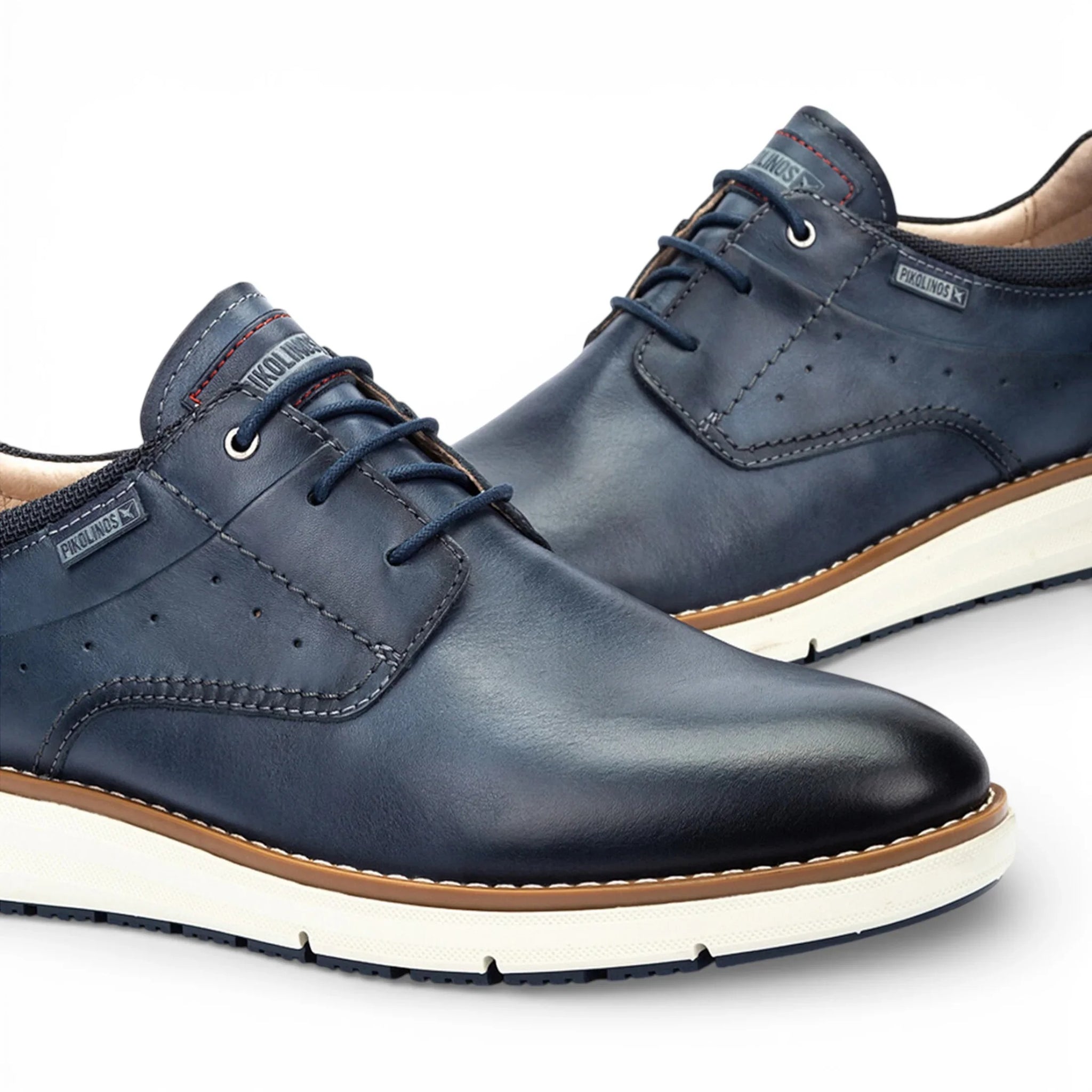 Manacor - Zapatillas deportivas de cuero azul con cordones para hombre
