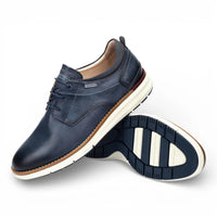Manacor - Zapatillas deportivas de cuero azul con cordones para hombre