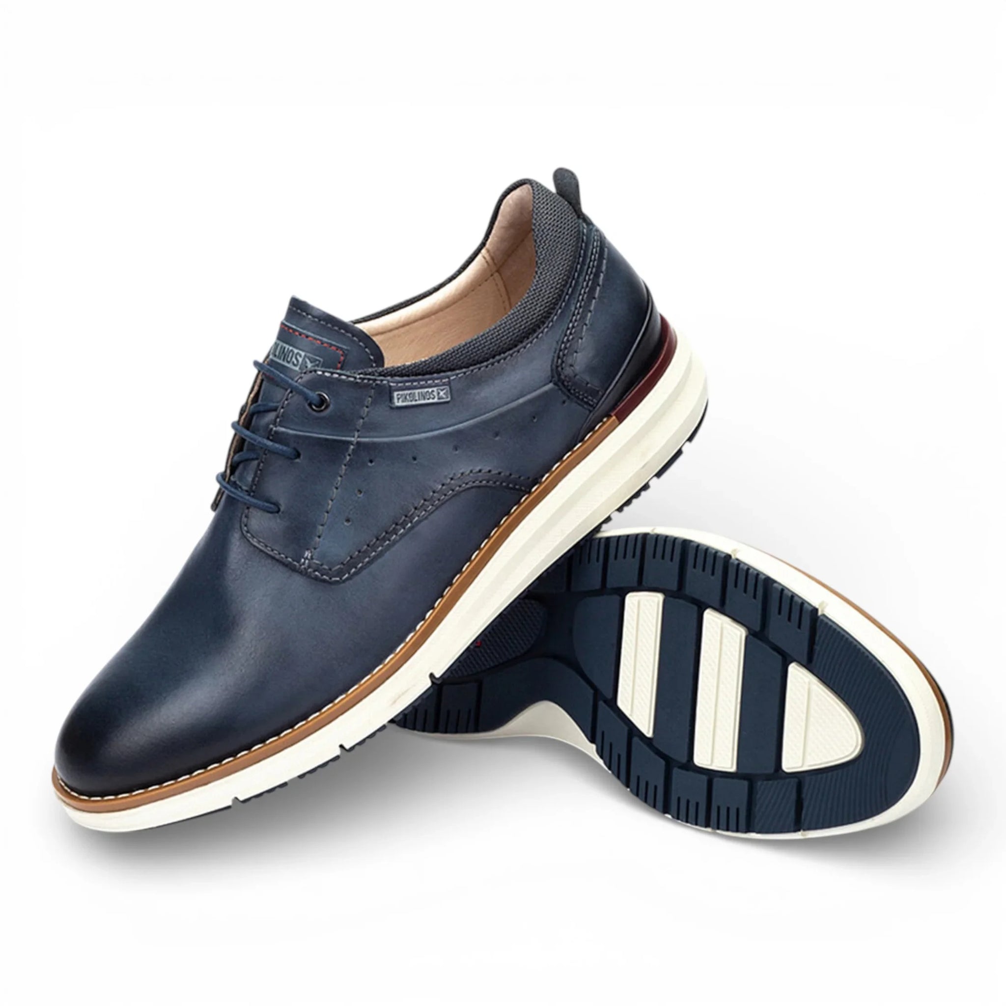 Manacor - Zapatillas deportivas de cuero azul con cordones para hombre