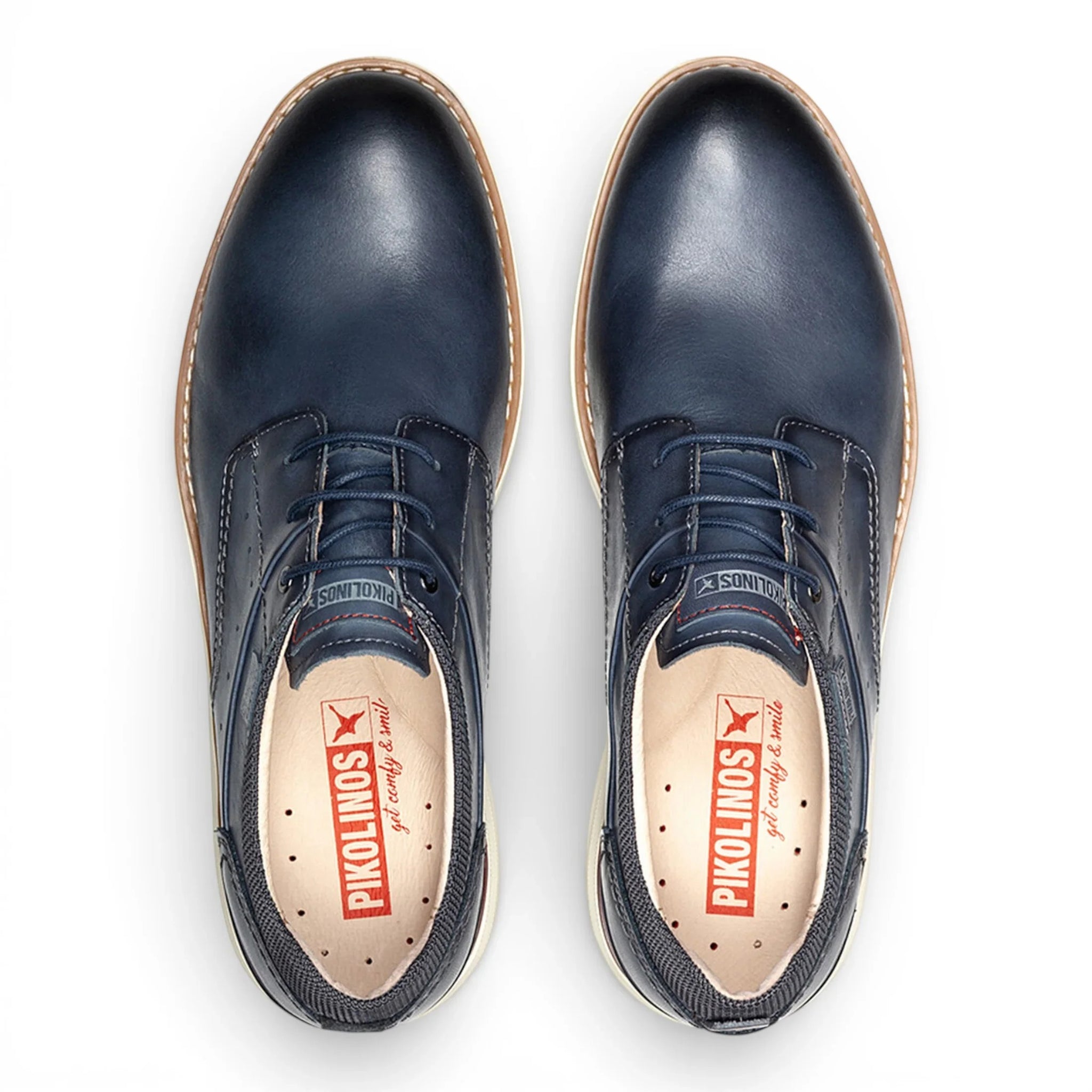 Manacor - Zapatillas deportivas de cuero azul con cordones para hombre