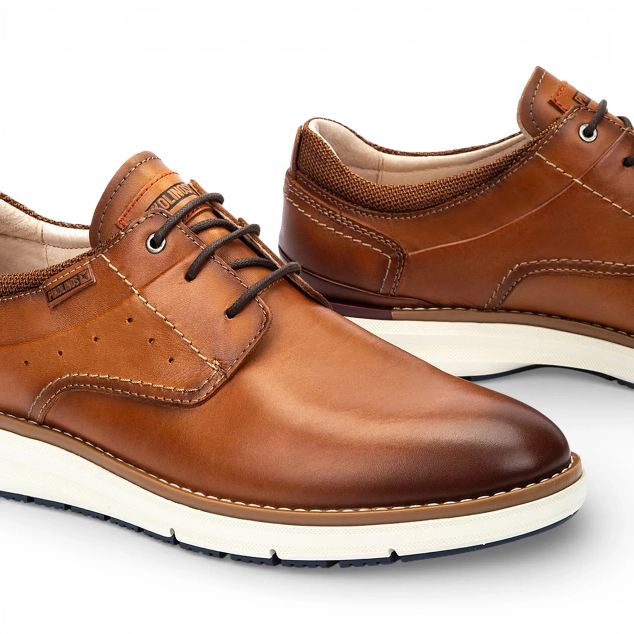 Manacor - Zapatillas deportivas de cuero marrón con cordones para hombre