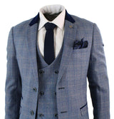 Traje de hombre de 3 piezas a cuadros azules - Marc Darcy Hilton