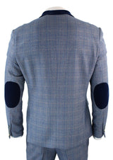 Traje de hombre de 3 piezas a cuadros azules - Marc Darcy Hilton