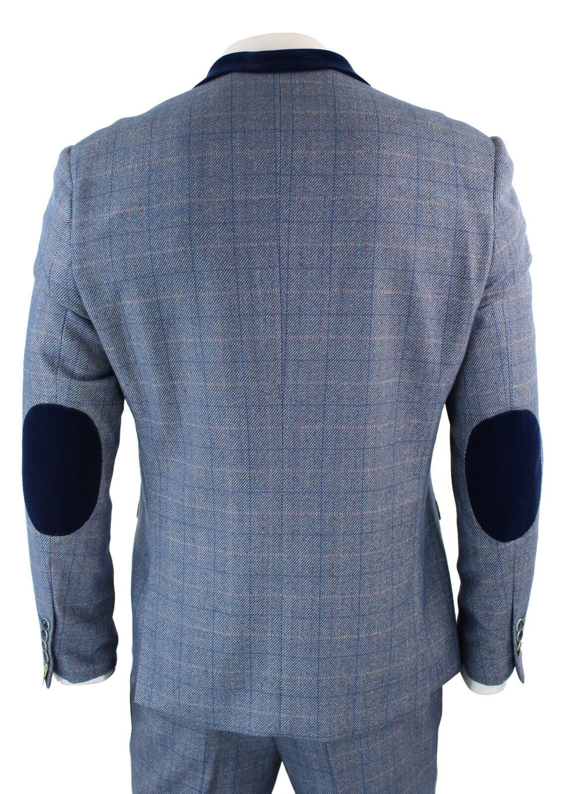 Traje de hombre de 3 piezas a cuadros azules - Marc Darcy Hilton