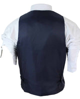 Chaleco de hombre ajustado a cuadros gris tostado marrón, elegante e informal, de tweed a cuadros azul marino-gris.