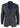 Chaqueta tipo blazer de corte vintage para hombre, de tweed gris con estampado de espiga y ribete de terciopelo azul.