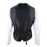 Marco - Chaleco negro de doble botonadura con escote redondo para hombre