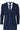 Traje azul a cuadros con chaleco y corbata sobre fondo blanco.