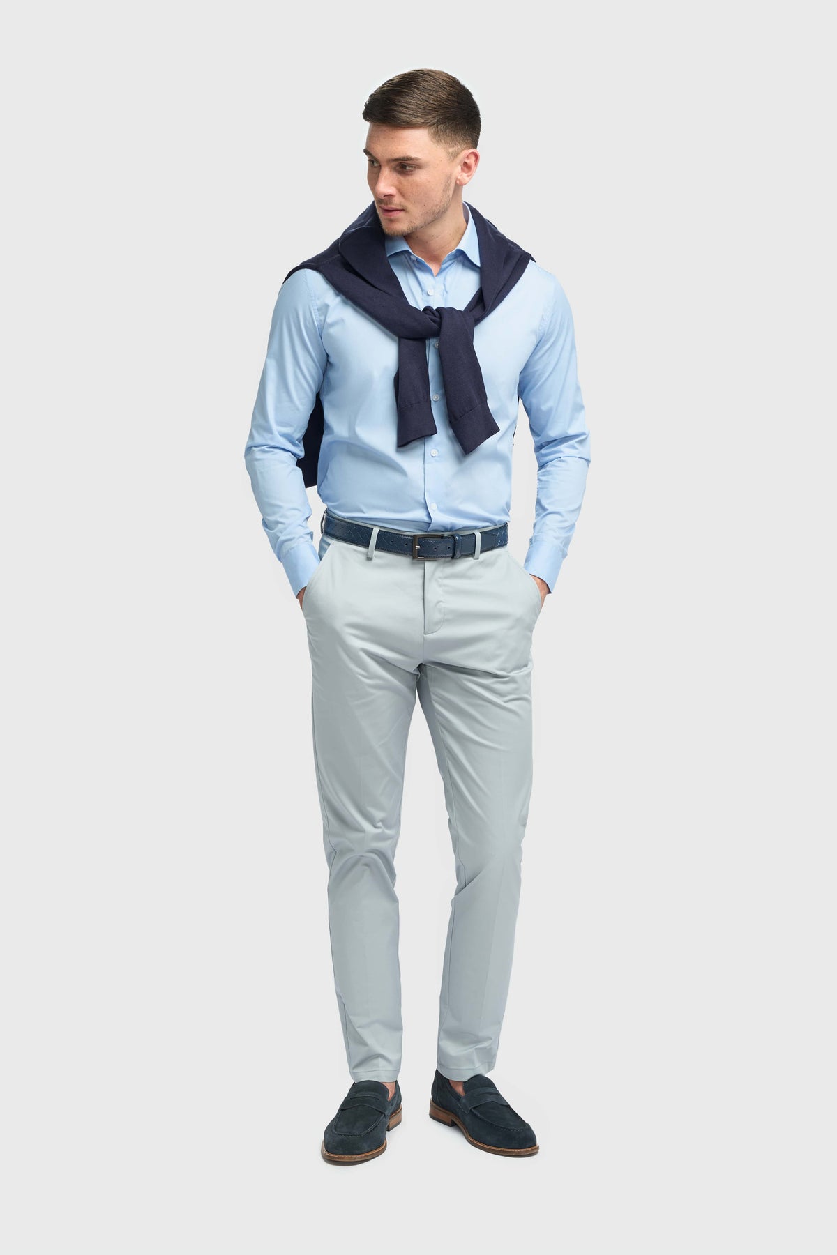 Mario - Pantalones de verano azul claro para hombre