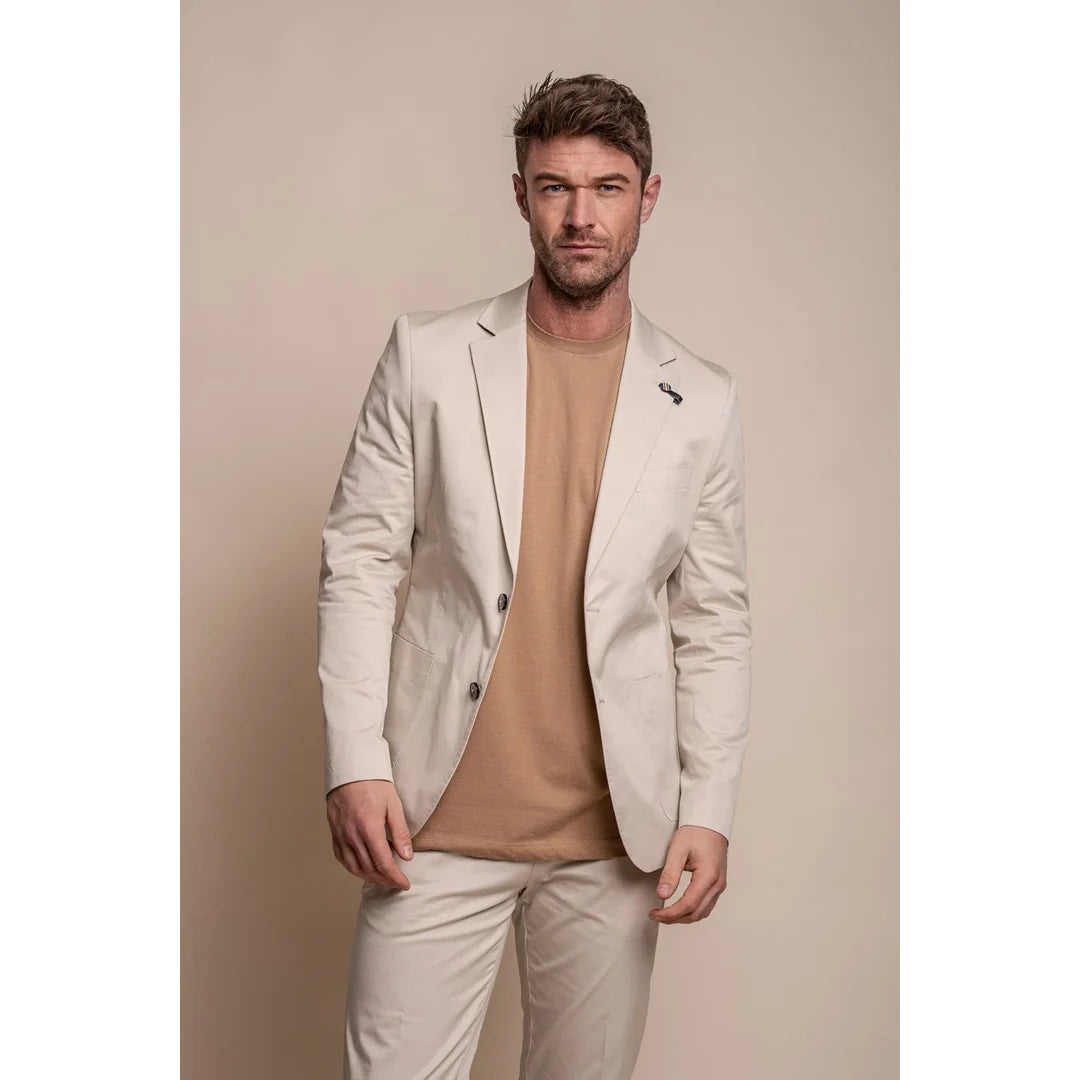 Mario - Blazer ajustado beige de verano para hombre