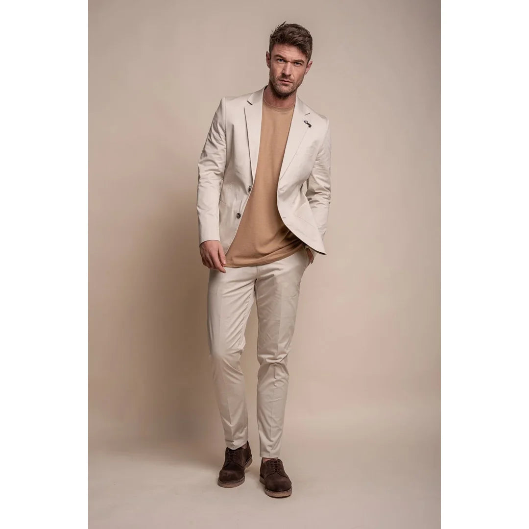 Mario - Blazer ajustado beige de verano para hombre