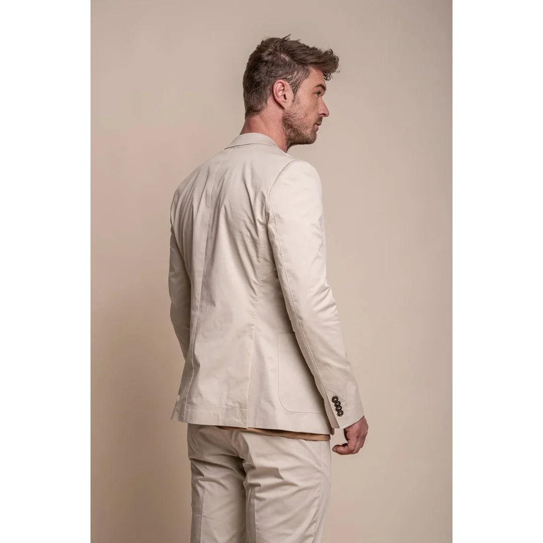 Mario - Blazer ajustado beige de verano para hombre