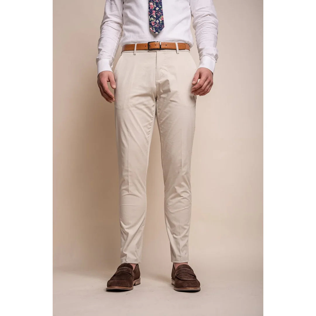 Mario - Pantalones beige de verano para hombre