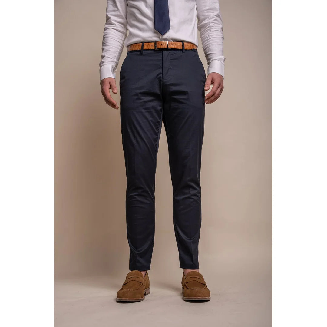 Mario - Pantalones clásicos de verano azul marino para hombre
