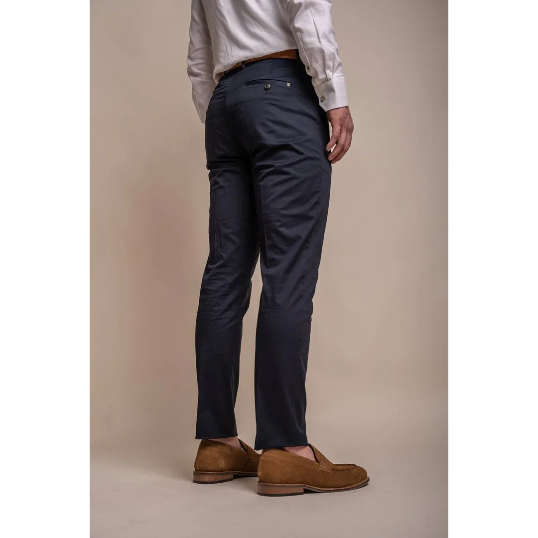 Mario - Pantalones clásicos de verano azul marino para hombre