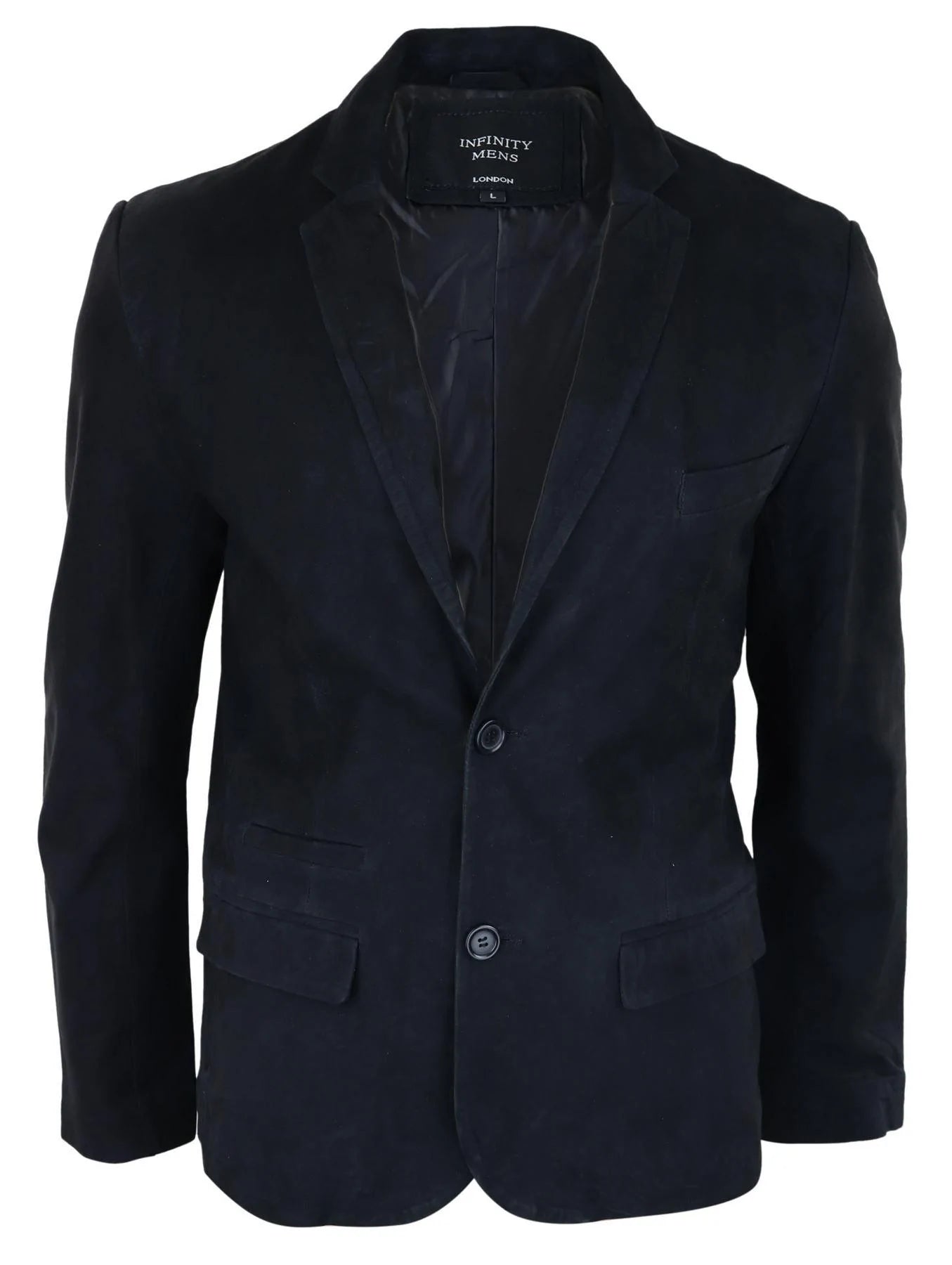 Chaqueta de cuero estilo blazer de gamuza auténtica para hombre, estilo clásico vintage, elegante e informal, color negro.