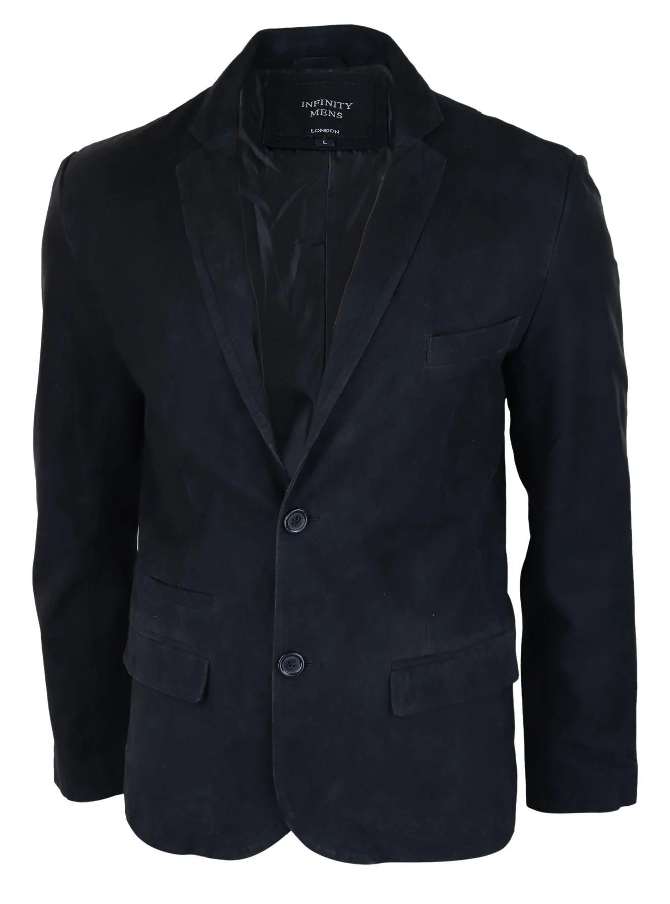 Chaqueta de cuero estilo blazer de gamuza auténtica para hombre, estilo clásico vintage, elegante e informal, color negro.