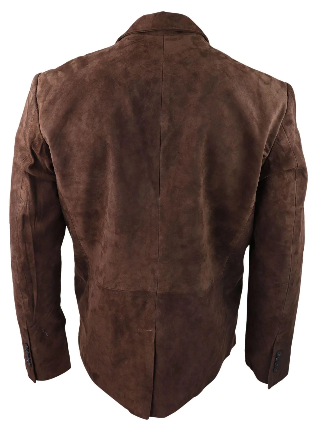 Chaqueta de cuero estilo blazer de gamuza auténtica para hombre, estilo clásico vintage, elegante e informal, color marrón.