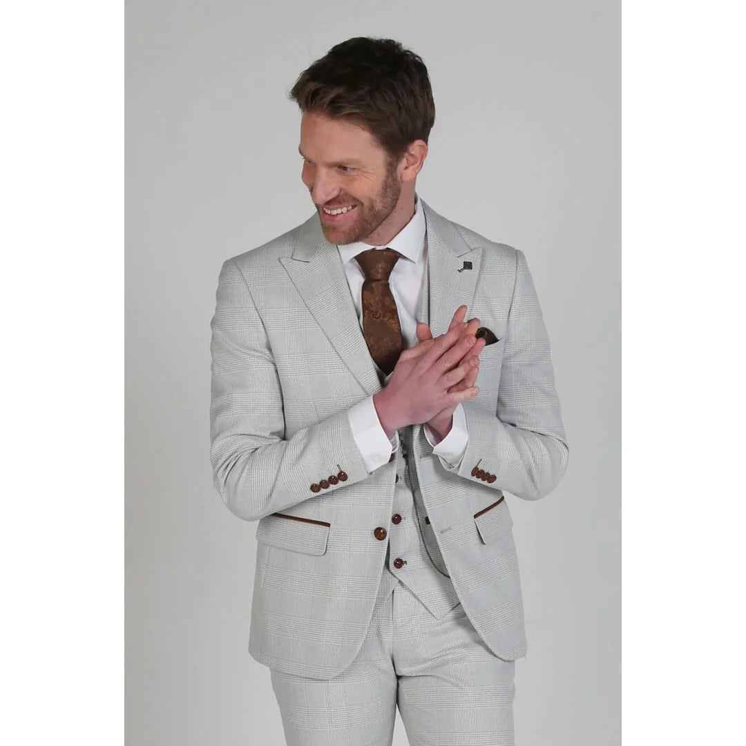 Mark - Blazer de cuadros beige para hombre