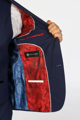 Mark - Blazer de corte entallado a cuadros azul marino para hombre