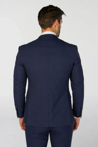 Mark - Blazer de corte entallado a cuadros azul marino para hombre