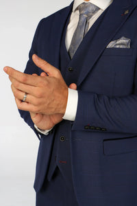 Mark - Blazer de corte entallado a cuadros azul marino para hombre