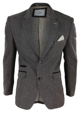 Blazer de tweed con diseño de espiga para hombre - Cavani Martez - Marrón claro
