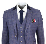 Traje de tres piezas para hombre a cuadros azules - Cavani Matteo