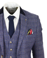 Traje de tres piezas para hombre a cuadros azules - Cavani Matteo