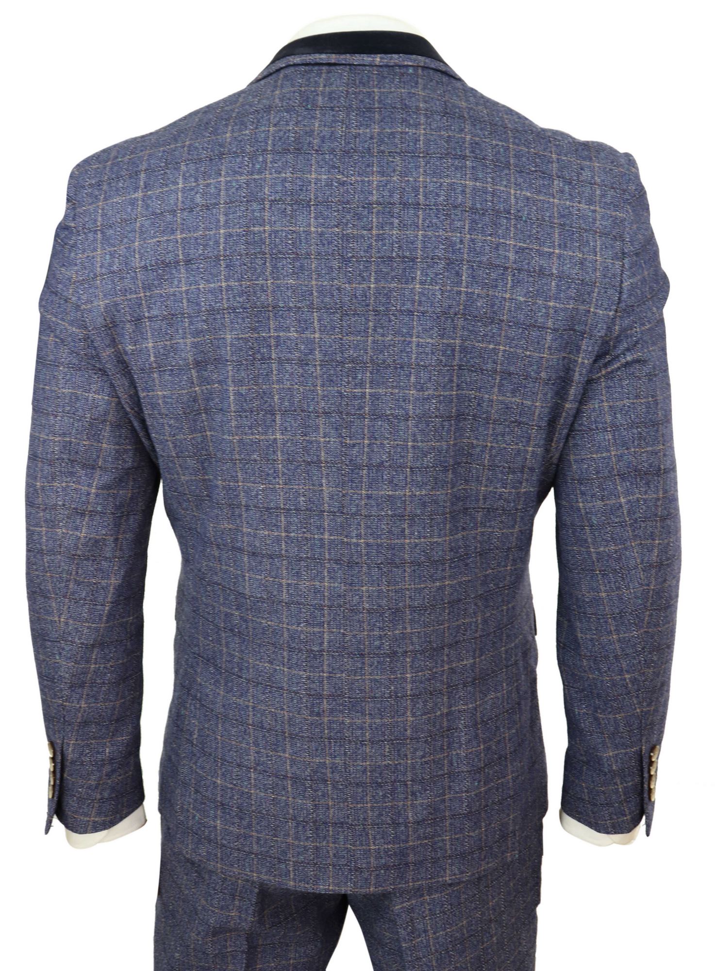 Traje de tres piezas para hombre a cuadros azules - Cavani Matteo