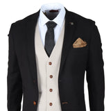 Mayfair - Traje de hombre de 3 piezas negro con chaleco color crema