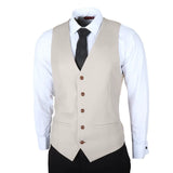 Mayfair - Traje de hombre de 3 piezas negro con chaleco color crema