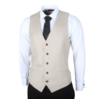 Mayfair - Traje de hombre de 3 piezas negro con chaleco color crema