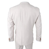 Mayfair - Traje de tres piezas color crema para hombre con chaleco azul marino