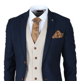 Mayfair - Traje de tres piezas azul marino para hombre con chaleco color crema