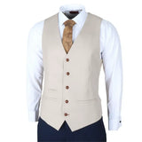 Mayfair - Traje de tres piezas azul marino para hombre con chaleco color crema