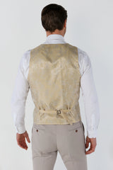 Mayfair - Traje de boda de tres piezas para hombre en color beige con estampado ojo de perdiz.