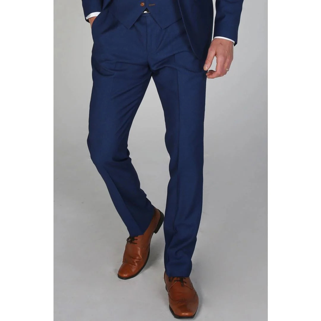 Mayfair - Pantalón azul liso para hombre