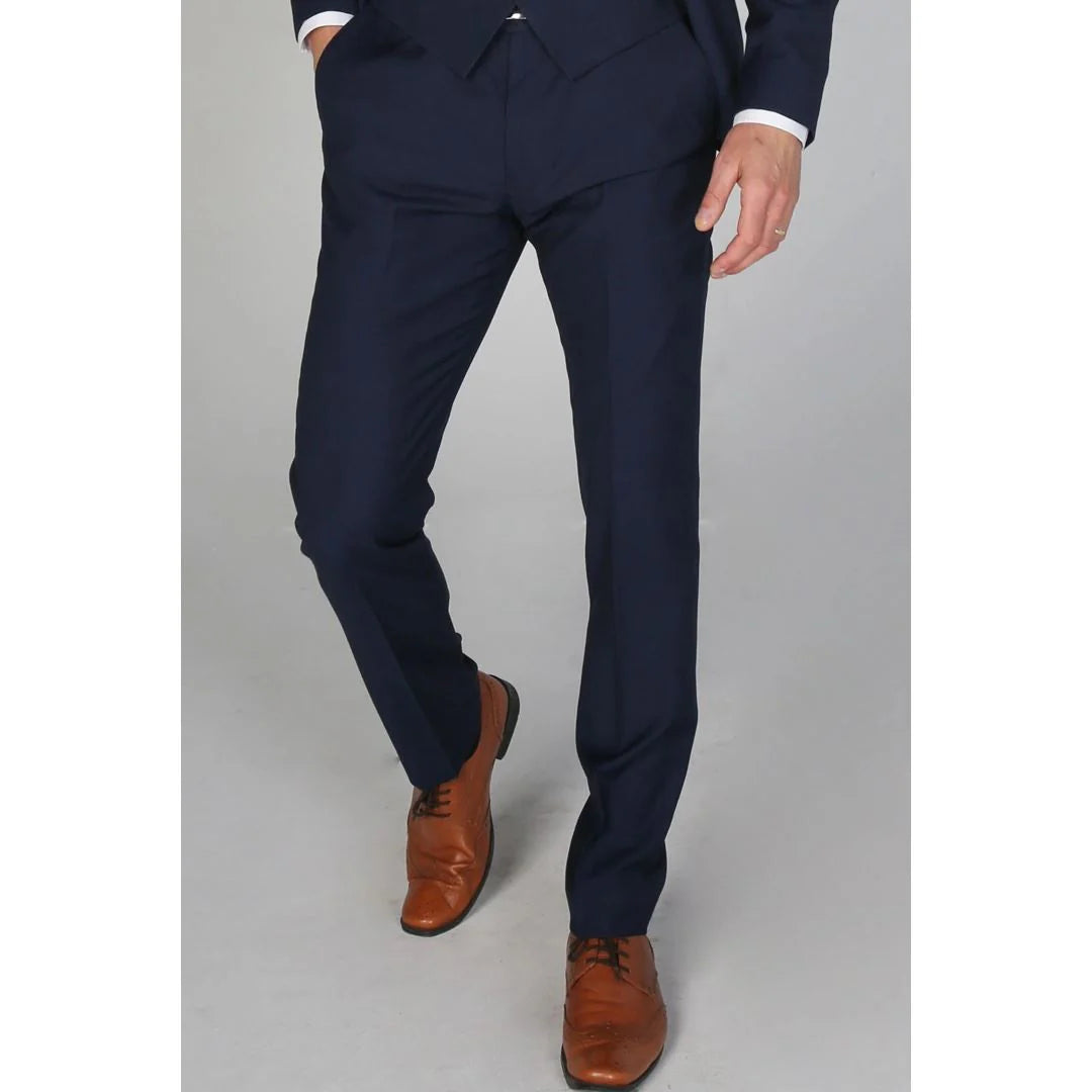 Mayfair - Pantalón azul marino liso para hombre