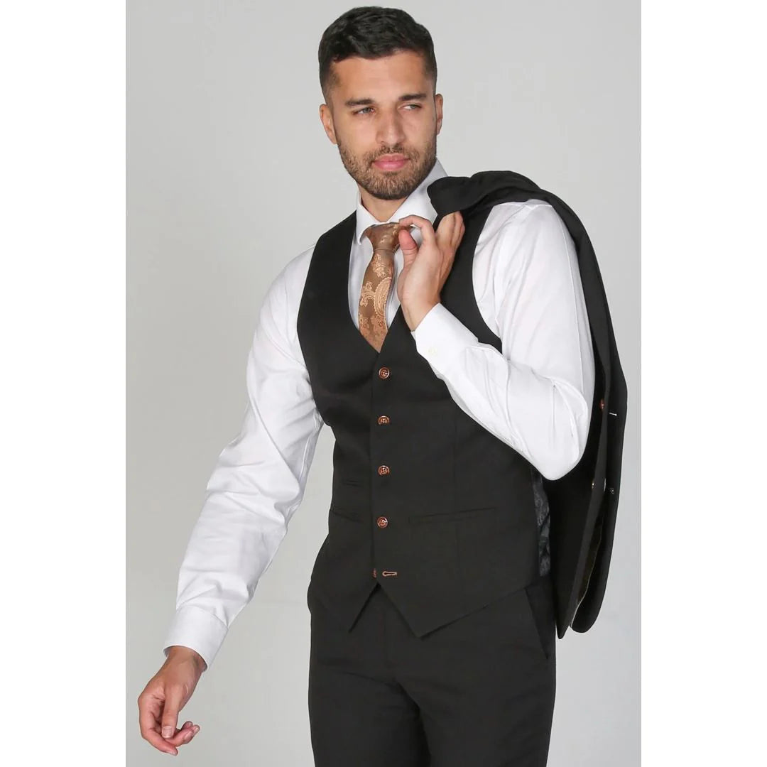 Mayfair - Chaleco negro liso para hombre