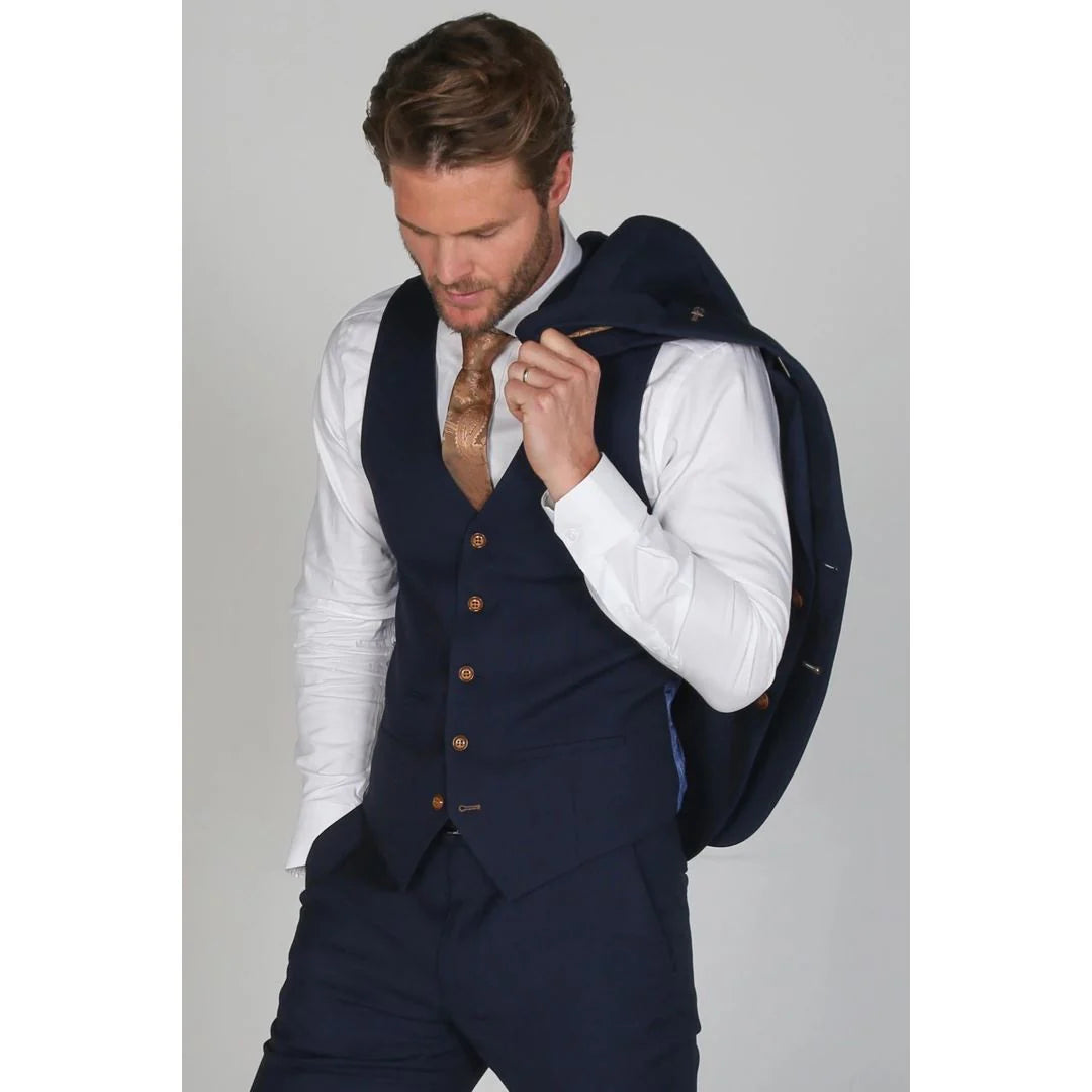 Mayfair - Chaleco azul marino liso para hombre