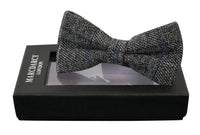 Pajaritas Marc Darcy para hombre, de tweed gris con textura de espiga, estilo vintage retro.