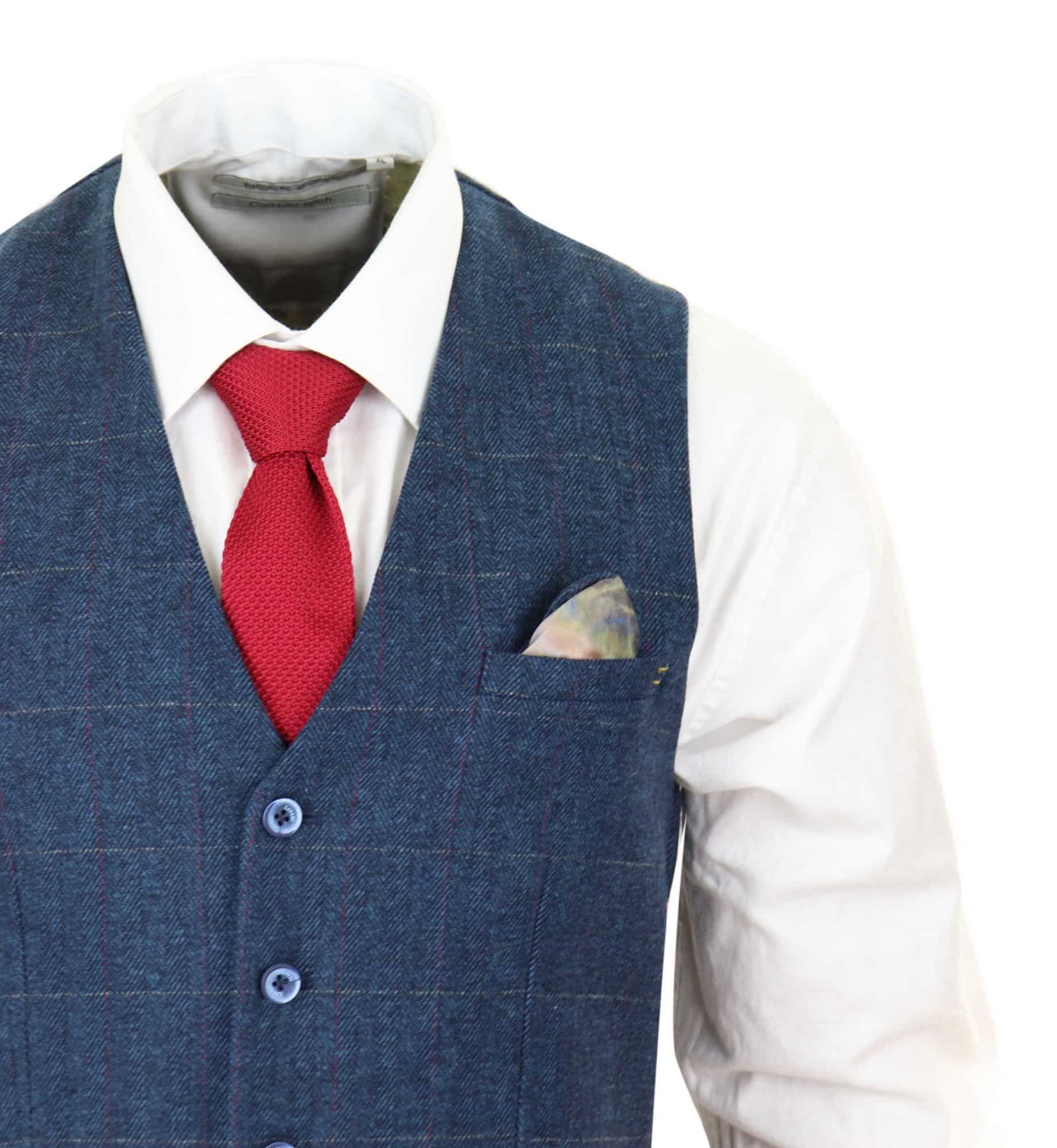 Chaleco de tweed a cuadros azules para hombre - Cavani Carnegi