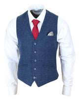 Chaleco de tweed a cuadros azules para hombre - Cavani Carnegi