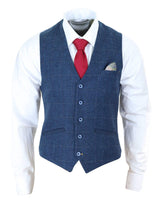 Chaleco de tweed a cuadros azules para hombre - Cavani Carnegi