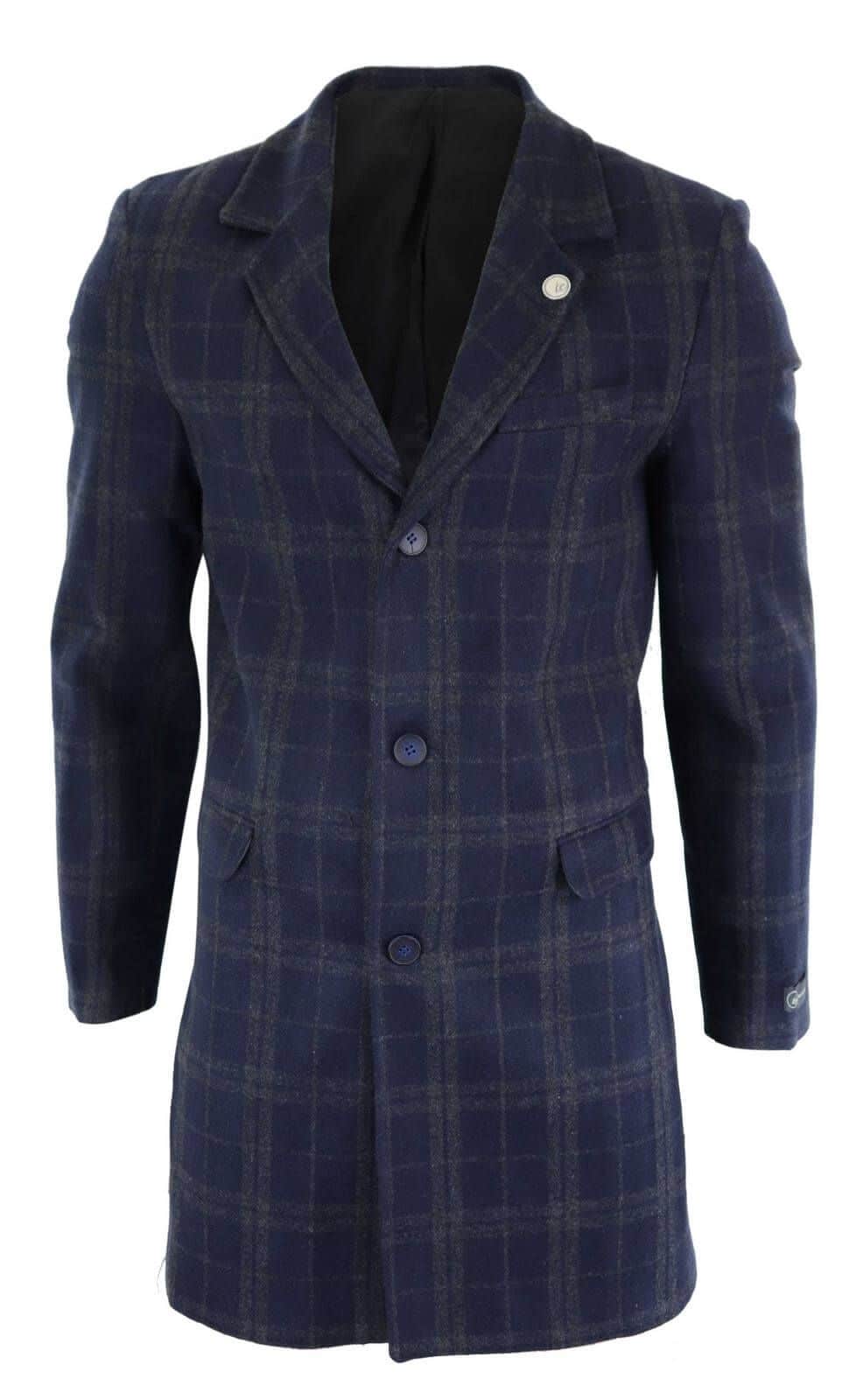 Abrigo de lana de 3/4 para hombre - Azul