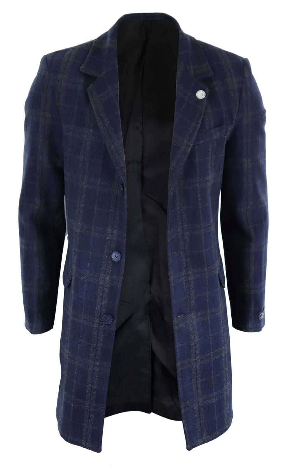 Abrigo de lana de 3/4 para hombre - Azul