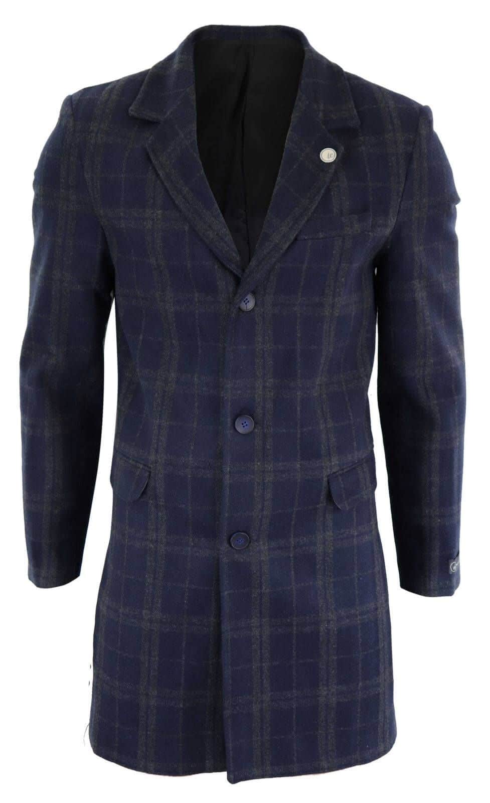 Abrigo de lana de 3/4 para hombre - Azul